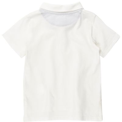 Mini boys white textured polo shirt